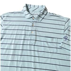 Peter Millar Seaside Wash Greenville Golf Polo Shirt Stripe Peru Blue Medium Men